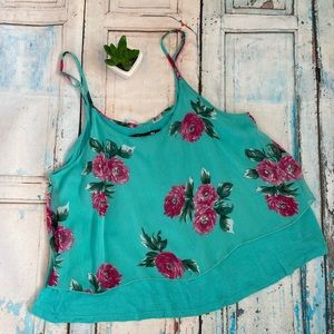 Green silk like crop top